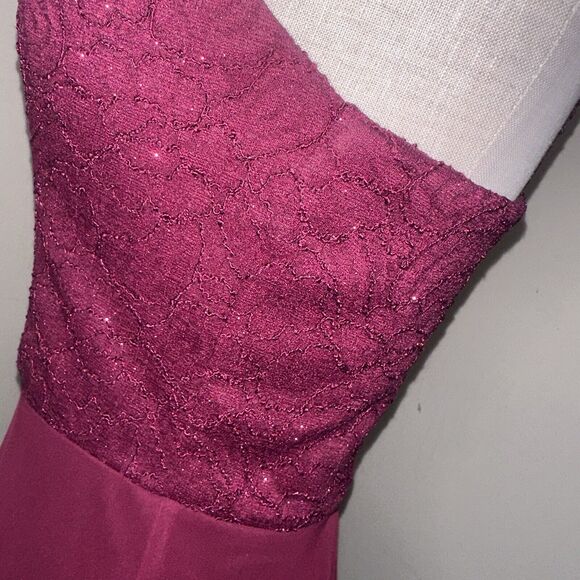 Speechless Prom Hi-Low Open Back A-Line Lace Sparkle Dress Burgundy Sz 9 EUC - Picture 9 of 16